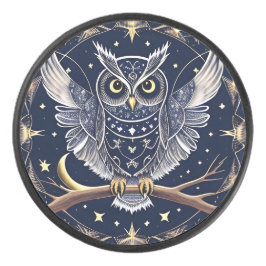 複雑な夜のフクロウのイラスト アイスホッケーパック