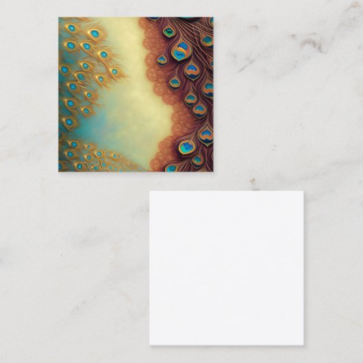 複雑な孔雀の羽フラクタルグラフィック スクエア名刺 (正面/裏面)