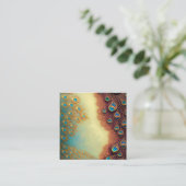複雑な孔雀の羽フラクタルグラフィック スクエア名刺 (スタンド正面)