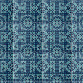 複雑な対称ソフトブルーとインジゴ タイル