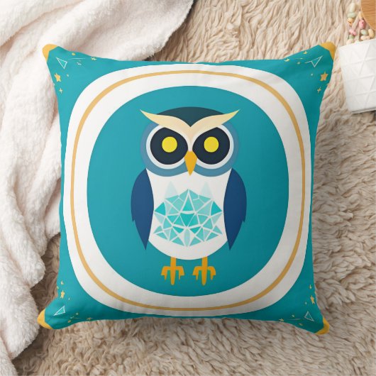 複雑な幾何フクロウイラストレーション クッション (ブランケット)