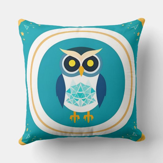 複雑な幾何フクロウイラストレーション クッション (裏面)