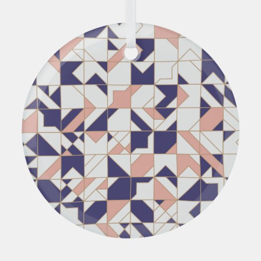 複雑な幾何学的なヴィンテージモダン、シームレスなパターン ガラスオーナメント (正面)