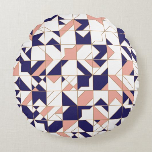 複雑な幾何学的なヴィンテージモダン、シームレスなパターン ラウンドクッション (正面)