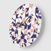 複雑な幾何学的なヴィンテージモダン、シームレスなパターン ラージ壁時計 (傾斜)