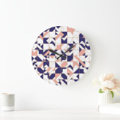 複雑な幾何学的なヴィンテージモダン、シームレスなパターン ラージ壁時計 (ホーム)