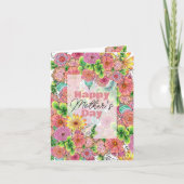 複雑な手鮮やか引き花模様母の日 カード (正面)