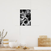 複雑な抽象芸術白黒マインドアート ポスター (キッチン)