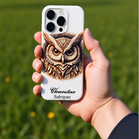 複雑な木製の雪フクロウの彫刻 Case-Mate iPhoneケース