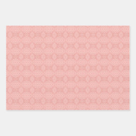 複雑な桃の緑の黄色のパターン ラッピングペーパーシート