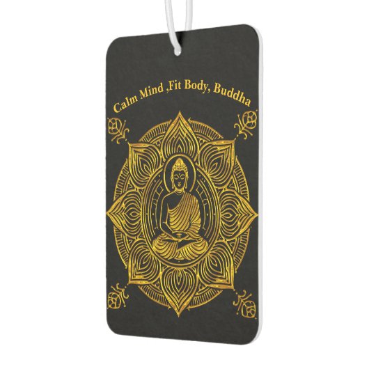 複雑な模様に囲まれた金仏 カーエアーフレッシュナー (左)