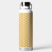 複雑な模様の黄色と白の背景 ウォーターボトル (背面)