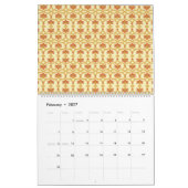 複雑な模様の黄色と白の背景 カレンダー (2月 2027)