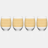 複雑な模様の黄色と白の背景 ステムなしワイングラス (裏面)