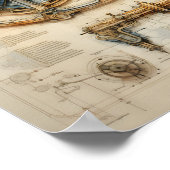 複雑な機械設計図 ポスター (角)