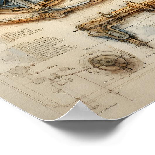 複雑な機械設計図 ポスター (角)