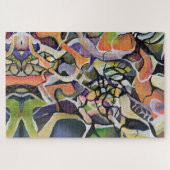 複雑な水色の抽象芸術幾何学的および線形 ジグソーパズル (横)