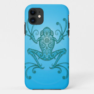 複雑な淡いブルーのアマガエル iPhone 11 ケース