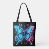 複雑な渦巻きと開花:蝶お洒落類 トートバッグ (裏面)
