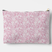 複雑な白いレースの外観のパステルピンク アクセサリーポーチ (裏面)