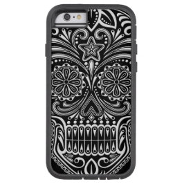 複雑な白と黒の砂糖スカル iPhone 13ケース