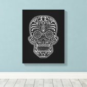 複雑な白糖スカルオンブラック キャンバスプリント (インサイチュ (ウッドフロア))