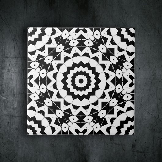 複雑な白黒の幾何学的パターン タイル