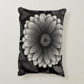 複雑な白黒フローライラストレーション アクセントクッション (裏面(縦))