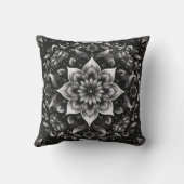 複雑な白黒フローラ枕 クッション (裏面)
