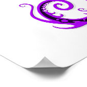 複雑な紫色のシーホースデザインオンホワイト ポスター (角)