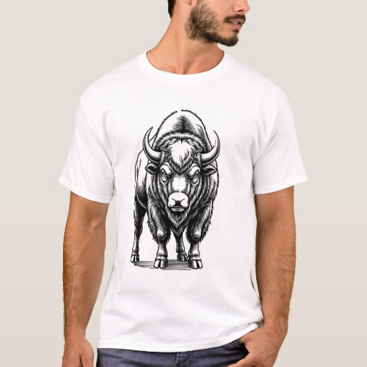複雑な線の暗い雄牛 01 Tシャツ (正面)