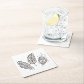 複雑な羽の落書き スクエアペーパーコースター (インサイチュ)