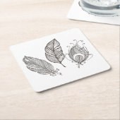 複雑な羽の落書き スクエアペーパーコースター (アングル)