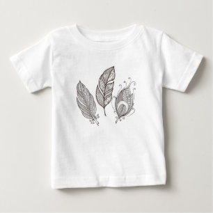 複雑な羽の落書き ベビーTシャツ
