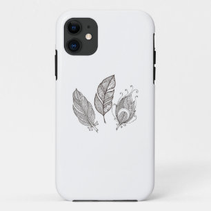 複雑な羽の落書き iPhone 11 ケース