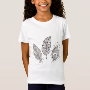 複雑な羽の落書き Tシャツ