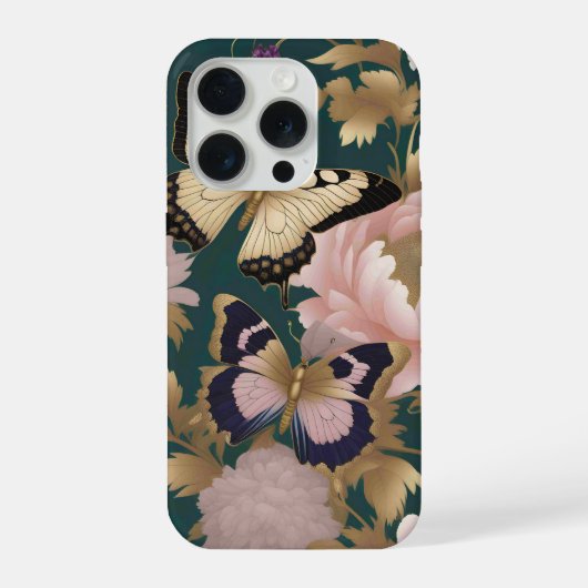 複雑な羽模様の2匹の蝶々 iPhoneケース (裏面)