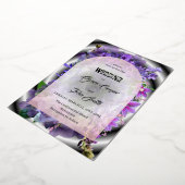 複雑な背景を持つ紫色のフローラ/ミニマリスト 箔招待状 (回転した状態)