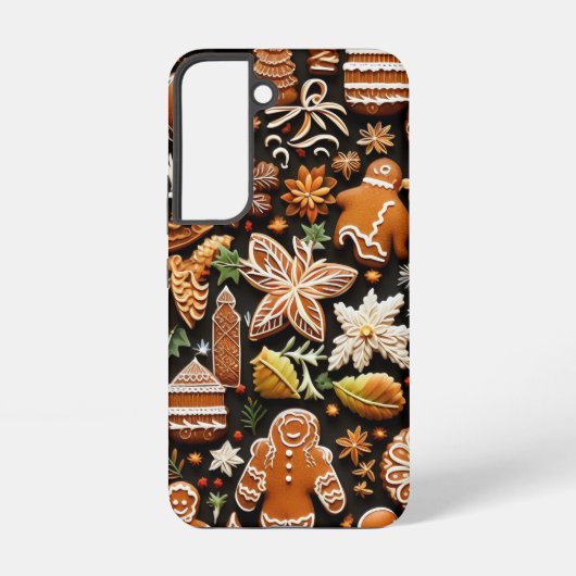 複雑な茶色と白の休日のジンジャーブレッドクッキー SAMSUNG GALAXYケース (裏面)