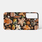 複雑な茶色と白の休日のジンジャーブレッドクッキー SAMSUNG GALAXYケース (裏面横)