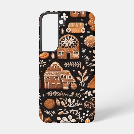 複雑な茶色と白の休日のジンジャーブレッドクッキー SAMSUNG GALAXYケース (裏面)