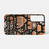 複雑な茶色と白の休日のジンジャーブレッドクッキー SAMSUNG GALAXYケース (裏面横)