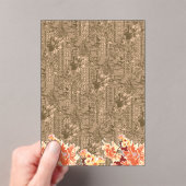 複雑な茶色のヴィンテージの花柄 アクリル招待状 (インサイチュ (ポータブル))