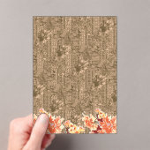 複雑な茶色のヴィンテージの花柄 アクリル招待状 (インサイチュ (ポータブル))