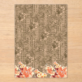 複雑な茶色のヴィンテージの花柄 アクリル招待状