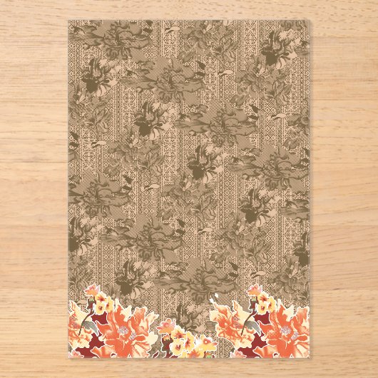 複雑な茶色のヴィンテージの花柄 アクリル招待状 (正面)