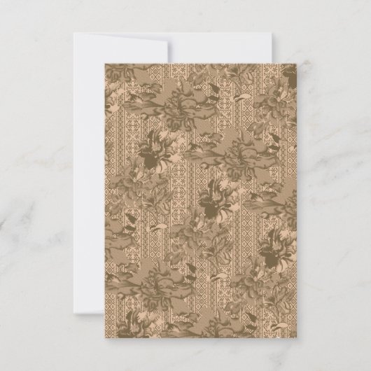複雑な茶色のヴィンテージの花柄 サンキューカード (正面)