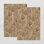 複雑な茶色のヴィンテージの花柄 サンキューカード (正面/裏面)