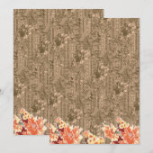 複雑な茶色のヴィンテージの花柄 シーズンカード (正面/裏面)