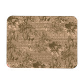 複雑な茶色のヴィンテージの花柄 マグネット (横)